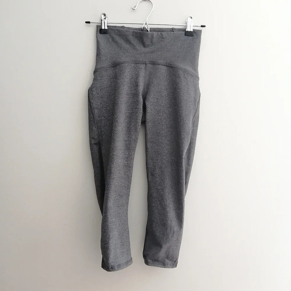Lululemon Train Times 17" Crop High Rise Leggings Heathered Gray with Mesh 4 - Picture 3 of 16